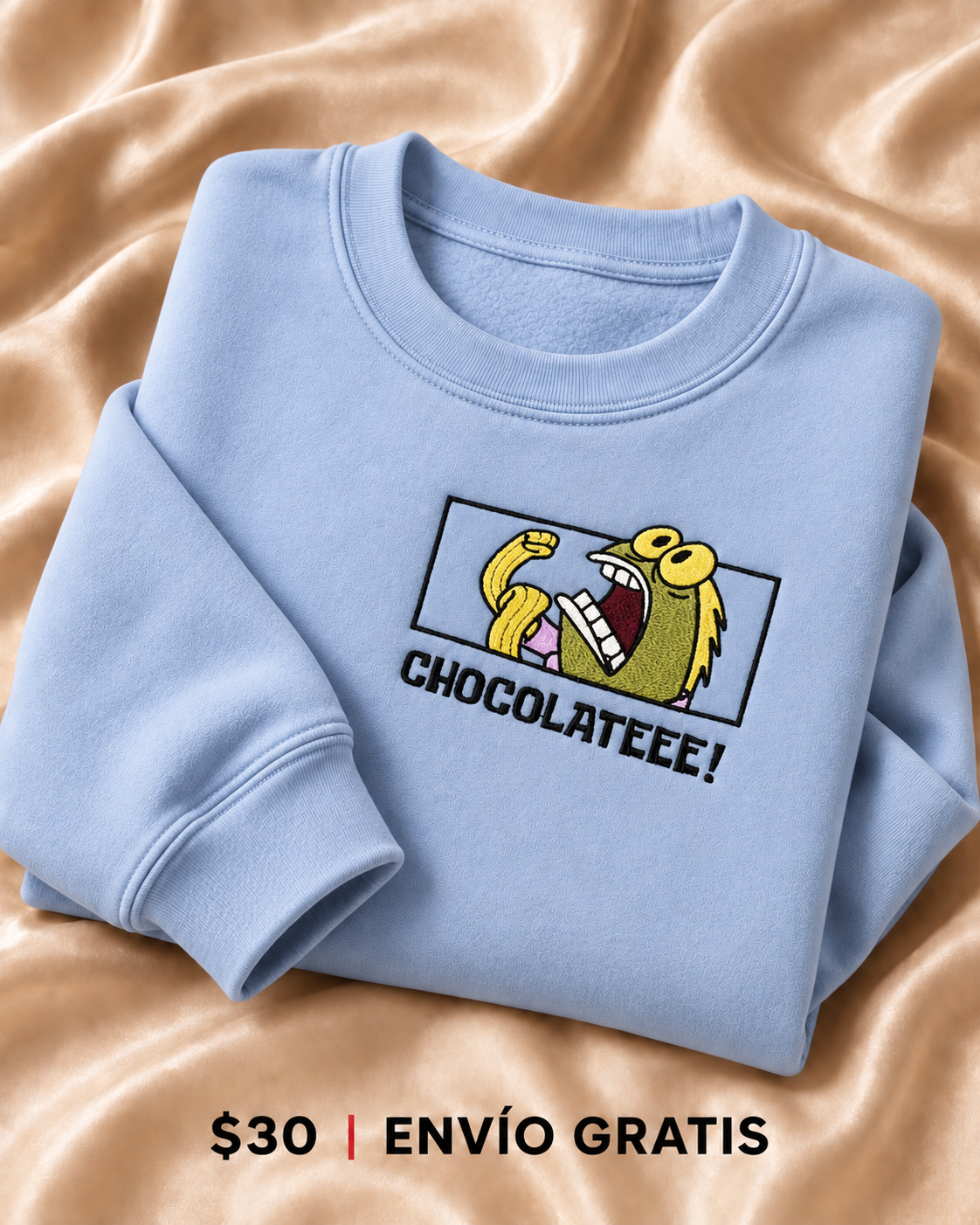 Chocolateee Crewneck Bordado Sky Blue Meme Edition | Ind Store Ecuador - Foto 1