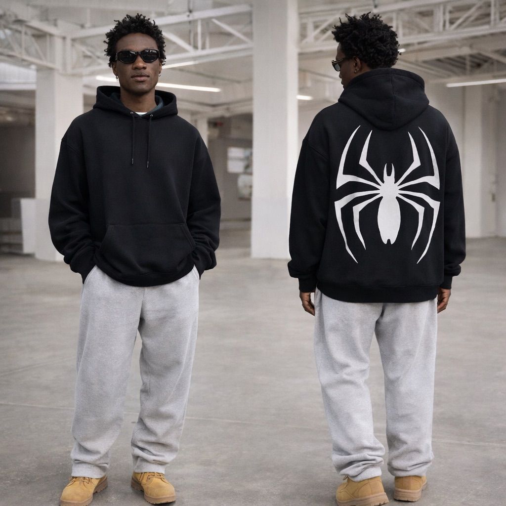 🕷️ Urban Web Black Hoodie – Urban Stealth Edition