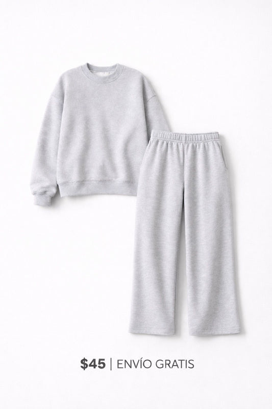 Conjunto Esencial Melange - Sudadera Crewneck Gris Jaspeado + Joggers | Set Premium Edición 2026 Unisex