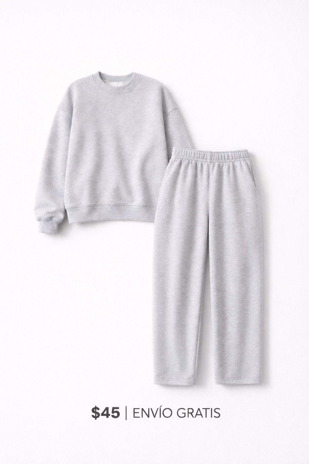 Conjunto Esencial Melange - Sudadera Crewneck Gris Jaspeado + Joggers | Set Premium Edición 2026 Unisex