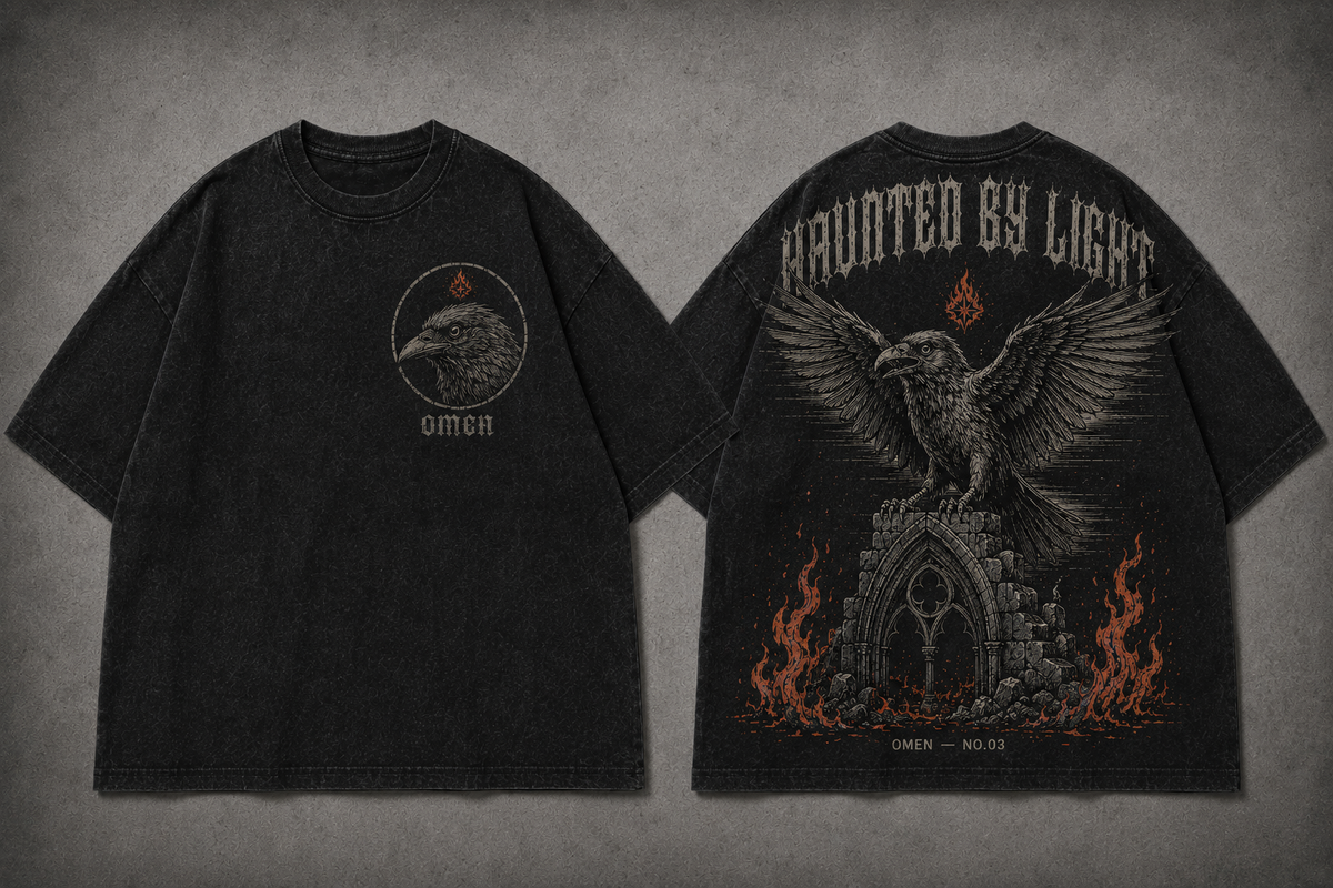 Camiseta Oversize Haunted by Light Washed Black Edition | Ind Store Ecuador - Foto 1
