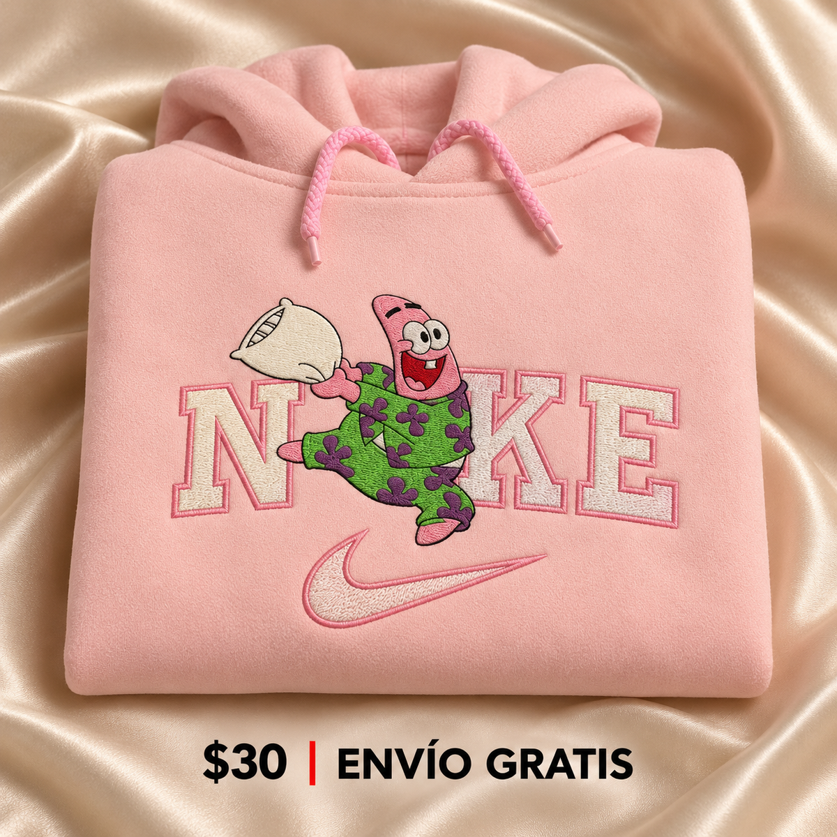 Patrick Star Pillow Fight Hoodie Bordado Nike Parody Pink Edition | Ind Store Ecuador - Foto 1
