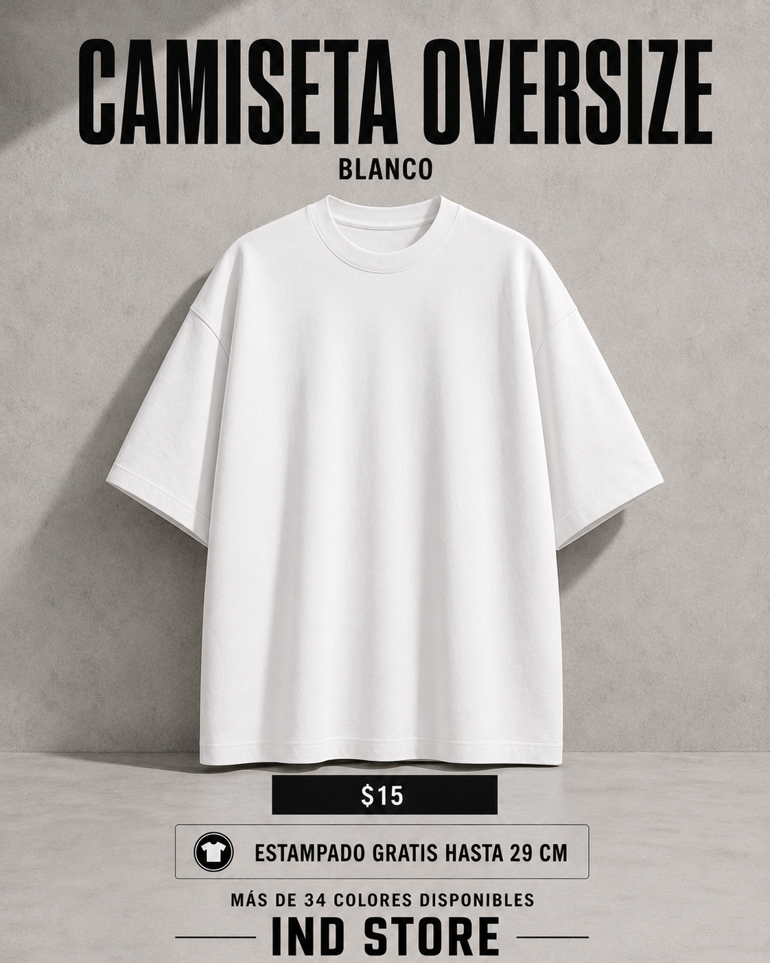 Camiseta Oversize Essential Blanco | Ind Store Ecuador - Foto 1