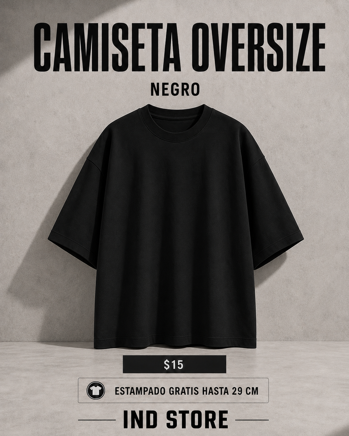 Camiseta Oversize Essential Negro | Ind Store Ecuador - Foto 2