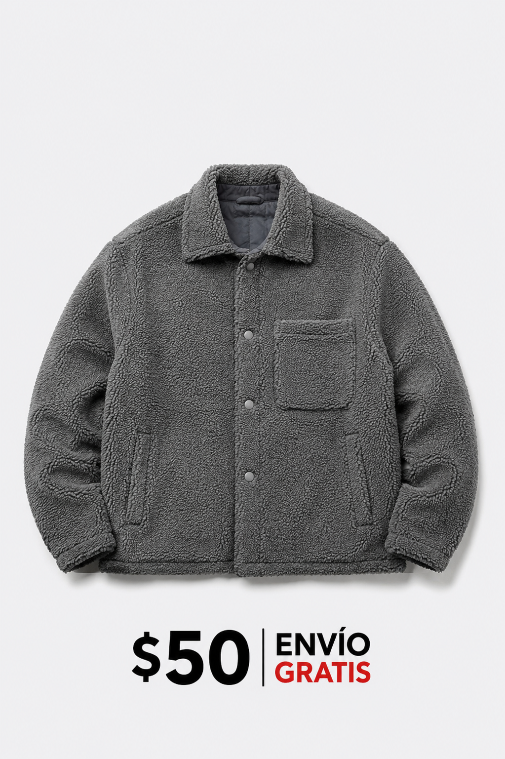 Chaqueta Fleece Sherpa Grey Edition | Ind Store Ecuador - Foto 1