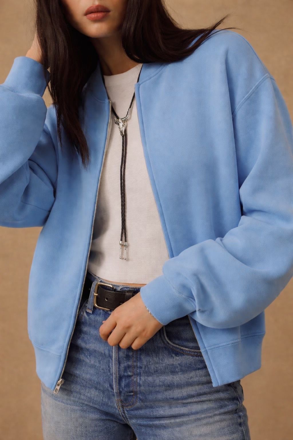 Bomber Hoodie "Sky Blue" – Chaqueta Premium con Cierre