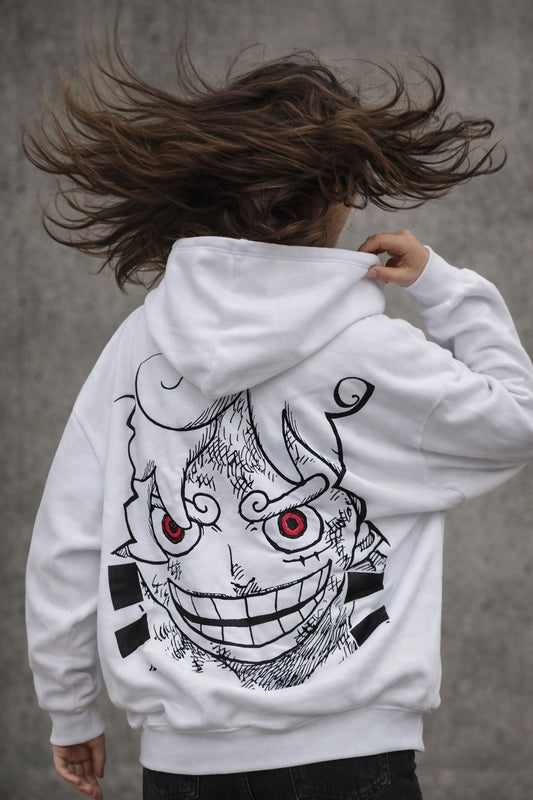 🏴‍☠️ GEAR 5 "SUN GOD" HOODIE – PURE WHITE EDITION