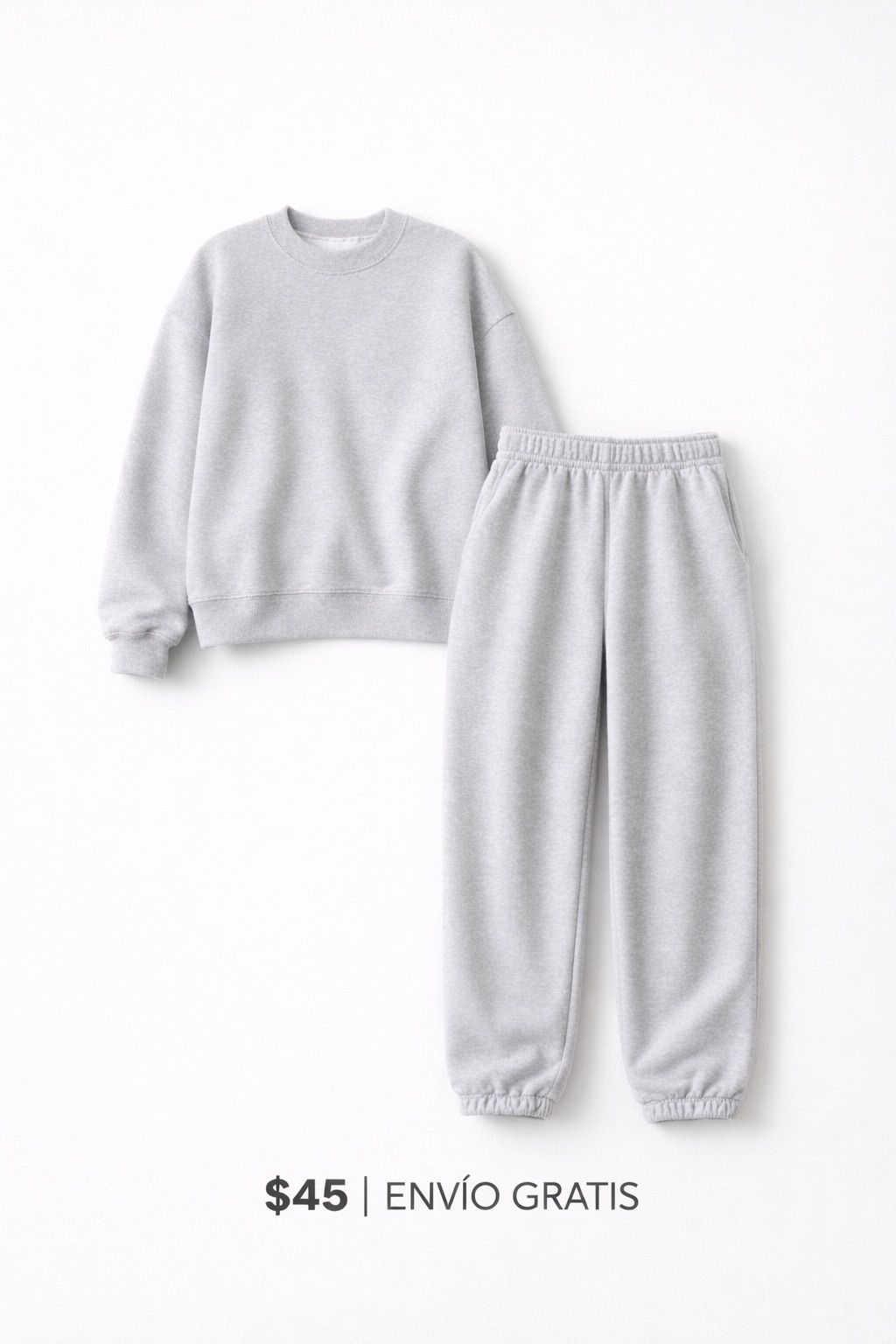 Conjunto Esencial Melange - Sudadera Crewneck Gris Jaspeado + Joggers | Set Premium Edición 2026 Unisex