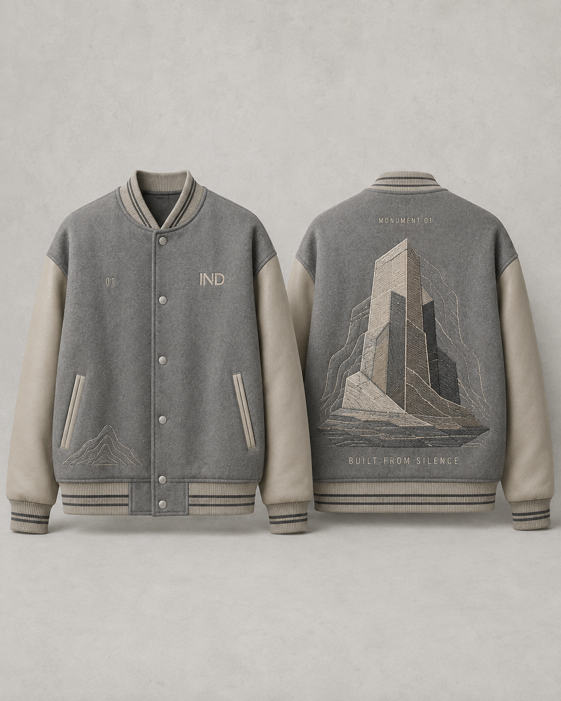 Chaqueta Varsity Monument 01 Grey Stone Edition | Ind Store Ecuador - Foto 1