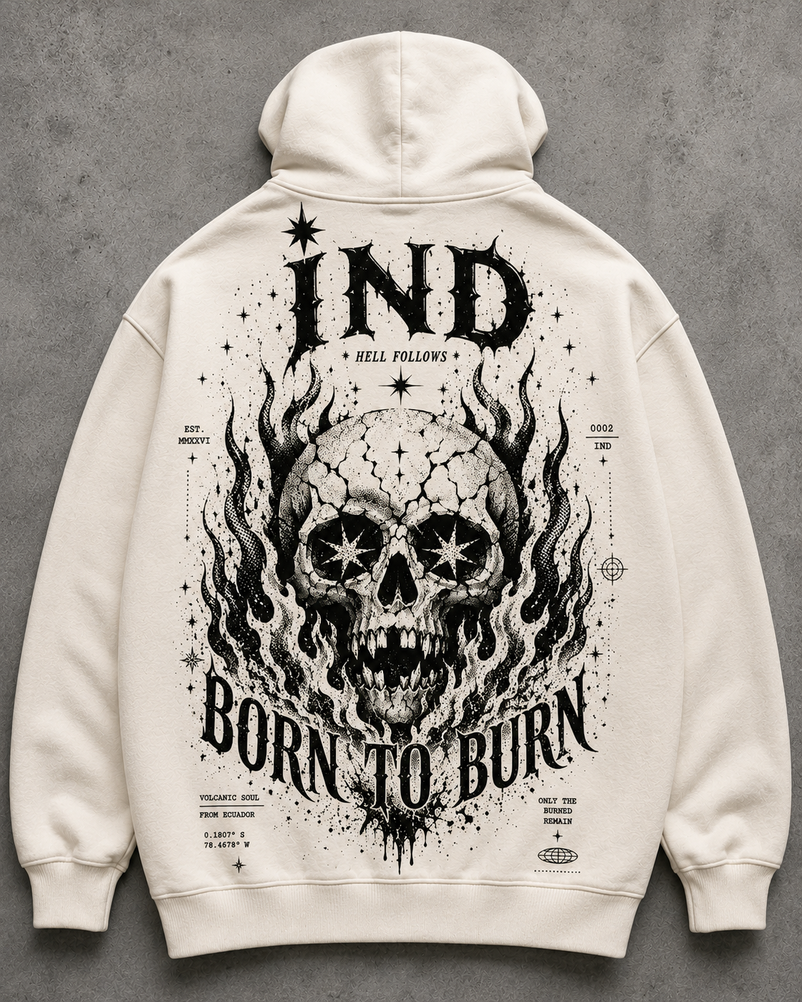 Hoodie IND Born to Burn White Skull Edition | Ind Store Ecuador - Foto 1