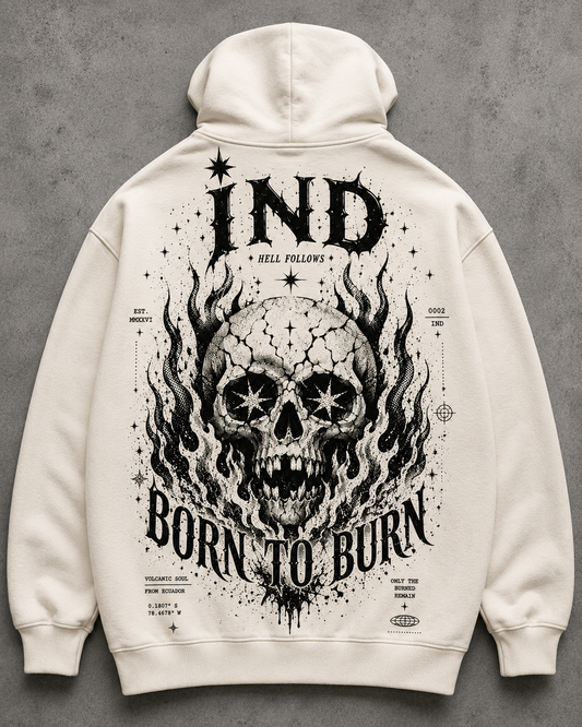 Hoodie IND Born to Burn White Skull Edition | Ind Store Ecuador - Foto 1