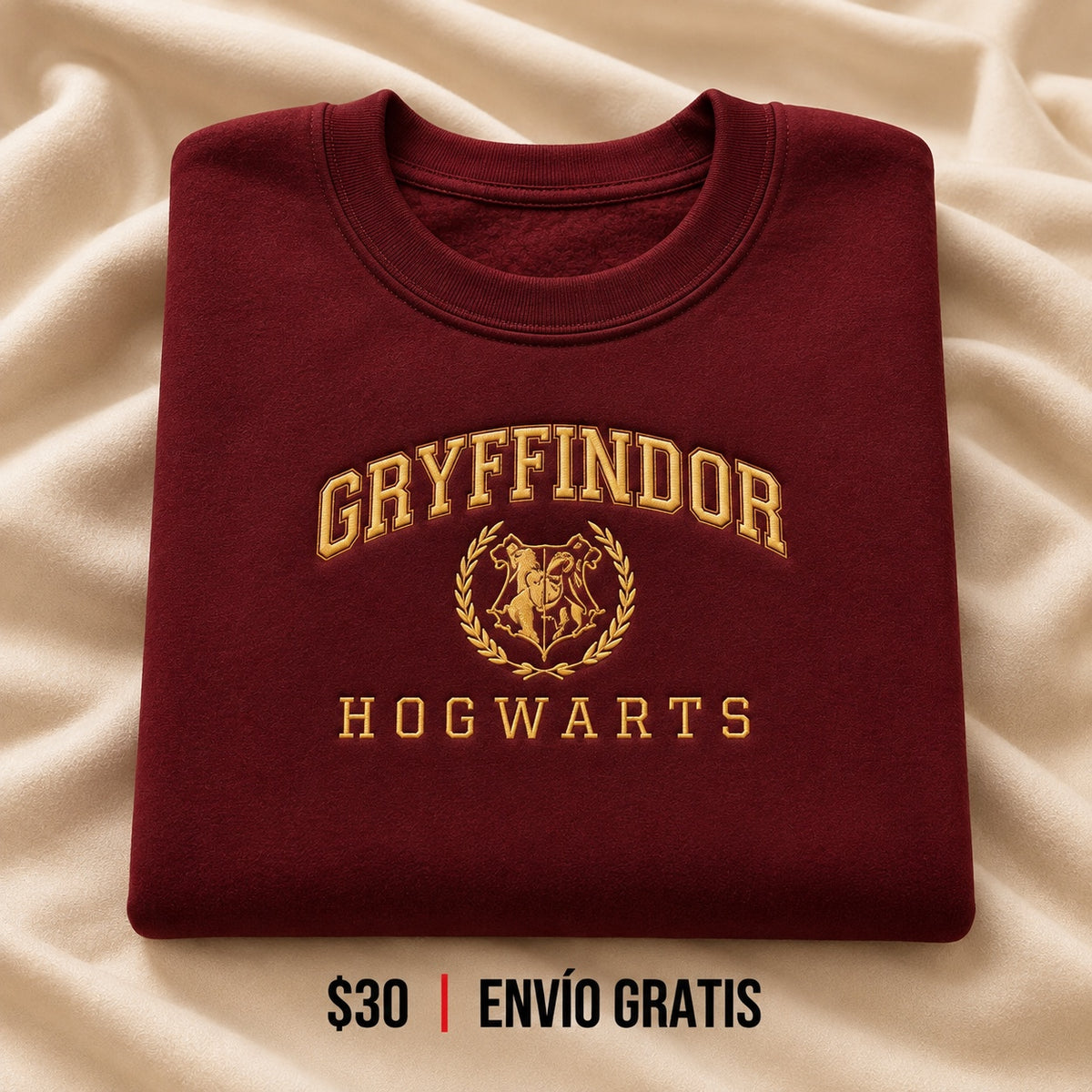 Gryffindor Hogwarts Crewneck Bordado Maroon Crest Edition | Ind Store Ecuador - Foto 1