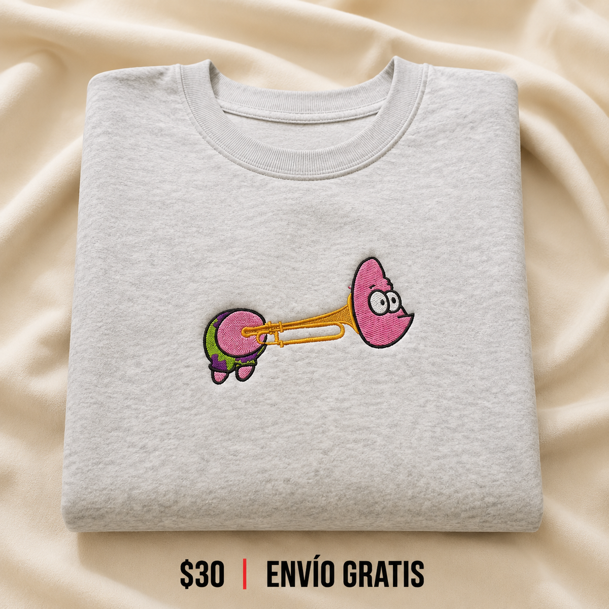 Trombone Patrick Crewneck Bordado Bob Esponja Meme Edition | Ind Store Ecuador - Foto 1