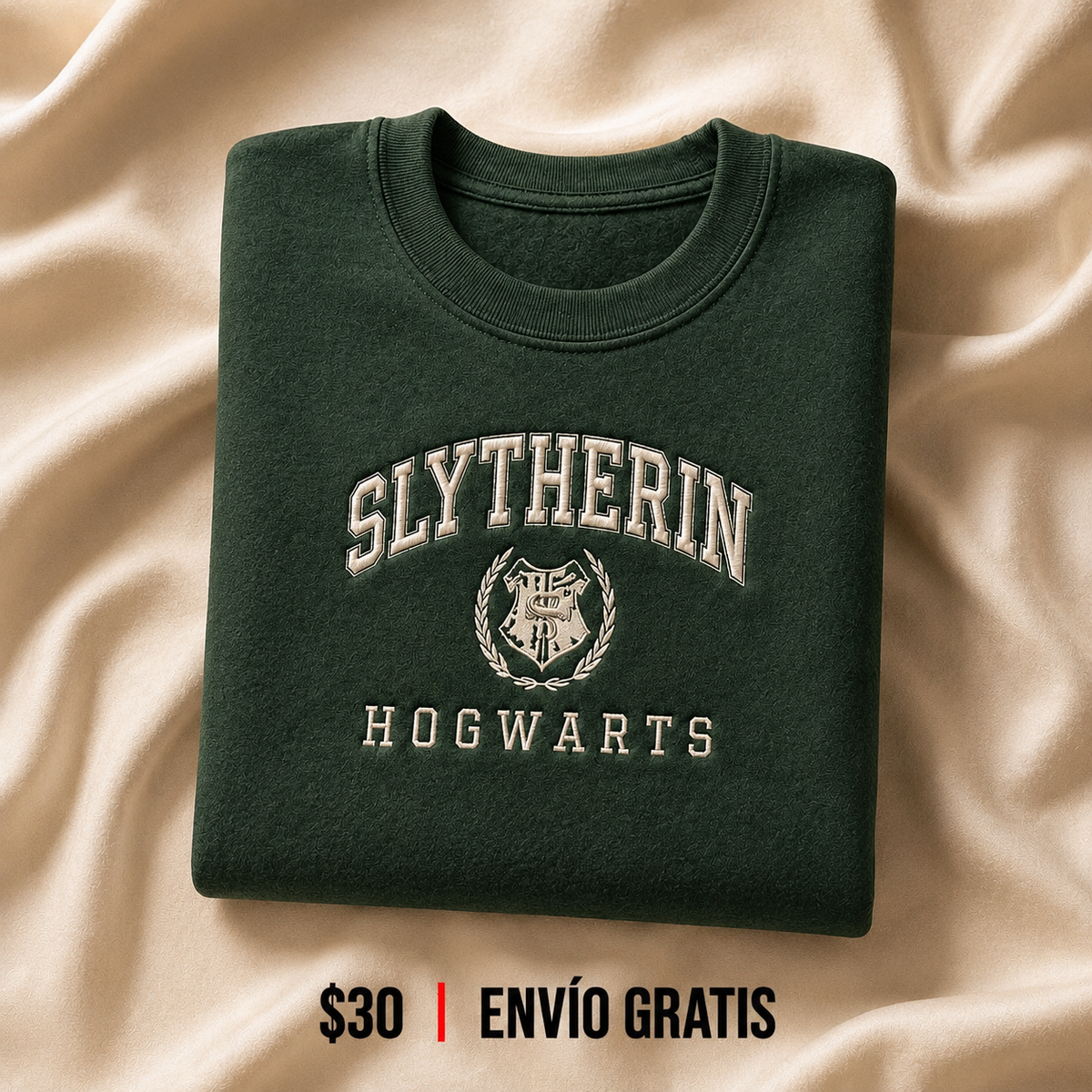 Slytherin Hogwarts Crewneck Bordado Dark Green Edition | Ind Store Ecuador - Foto 1