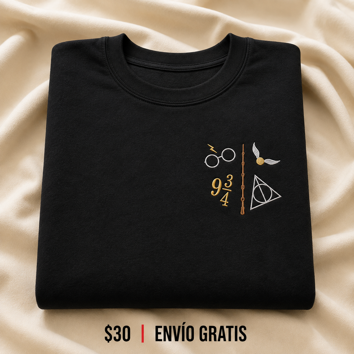 Harry Potter Icons Crewneck Bordado Black Edition | Ind Store Ecuador - Foto 1