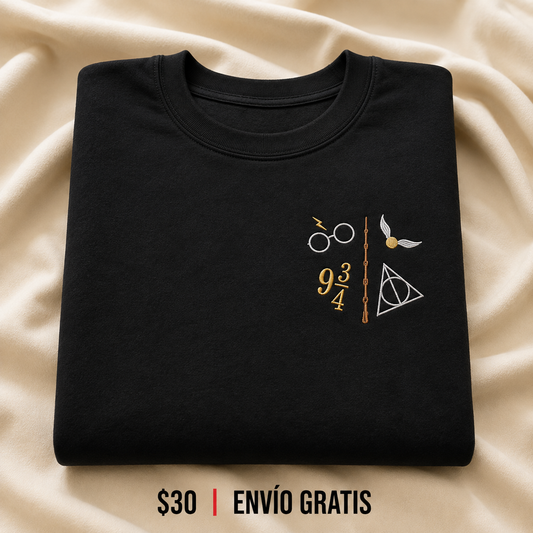 Harry Potter Icons Crewneck Bordado Black Edition | Ind Store Ecuador - Foto 1