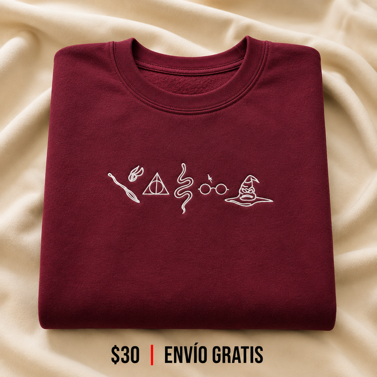 Harry Potter Icons Crewneck Bordado Maroon Edition | Ind Store Ecuador - Foto 1