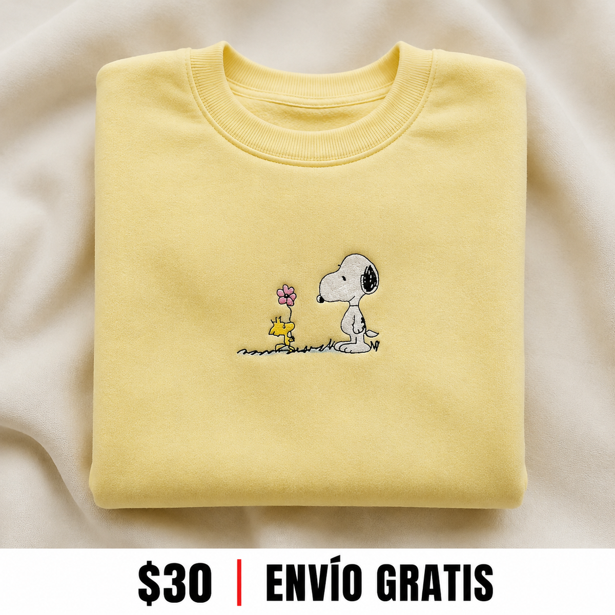 Snoopy Woodstock Crewneck Bordado Yellow Bloom Edition | Ind Store Ecuador - Foto 1