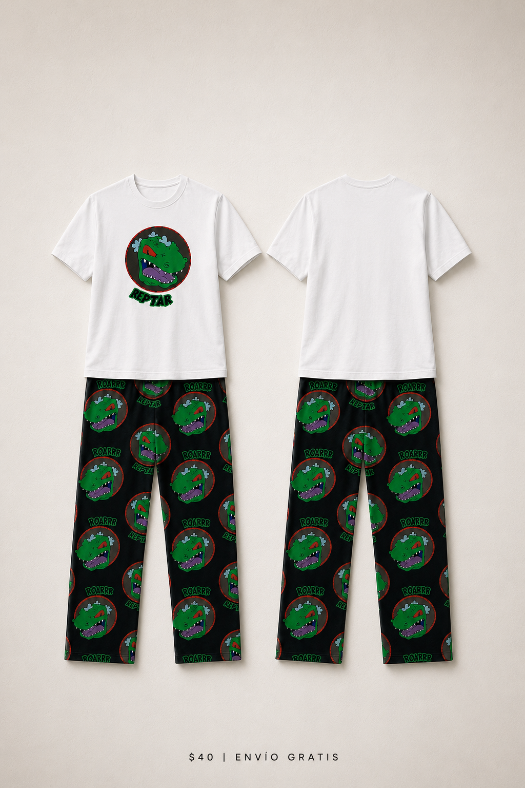 Pijama Reptar 2 Piezas Marfil y Verde Edition | Ind Store Ecuador - Foto 1
