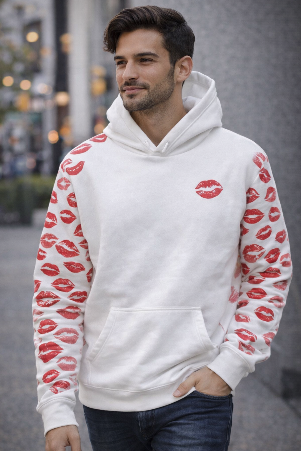 Hoodie Kiss Me White & Red Edition | Ind Store Ecuador - Foto 1